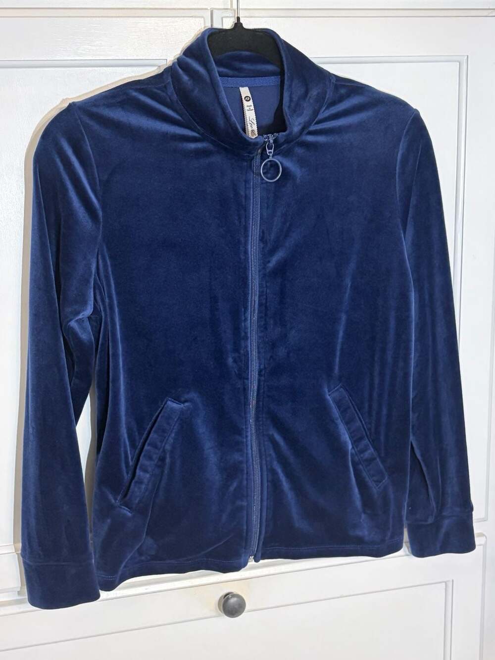 Leo & Nicole Velour Zip Jacket Women’s Blue Soft Lounge Track Jacket Pockets PS